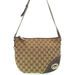 Gucci GG Monogram Britt Half Moon Hobo bag Brown